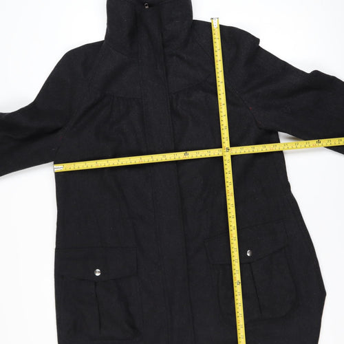 Laura Ashley Women's Black Wool Coat Size 14 Long Pocketed Style