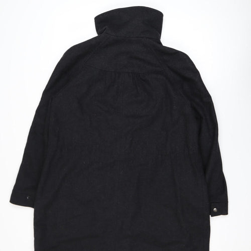 Laura Ashley Women's Black Wool Coat Size 14 Long Pocketed Style