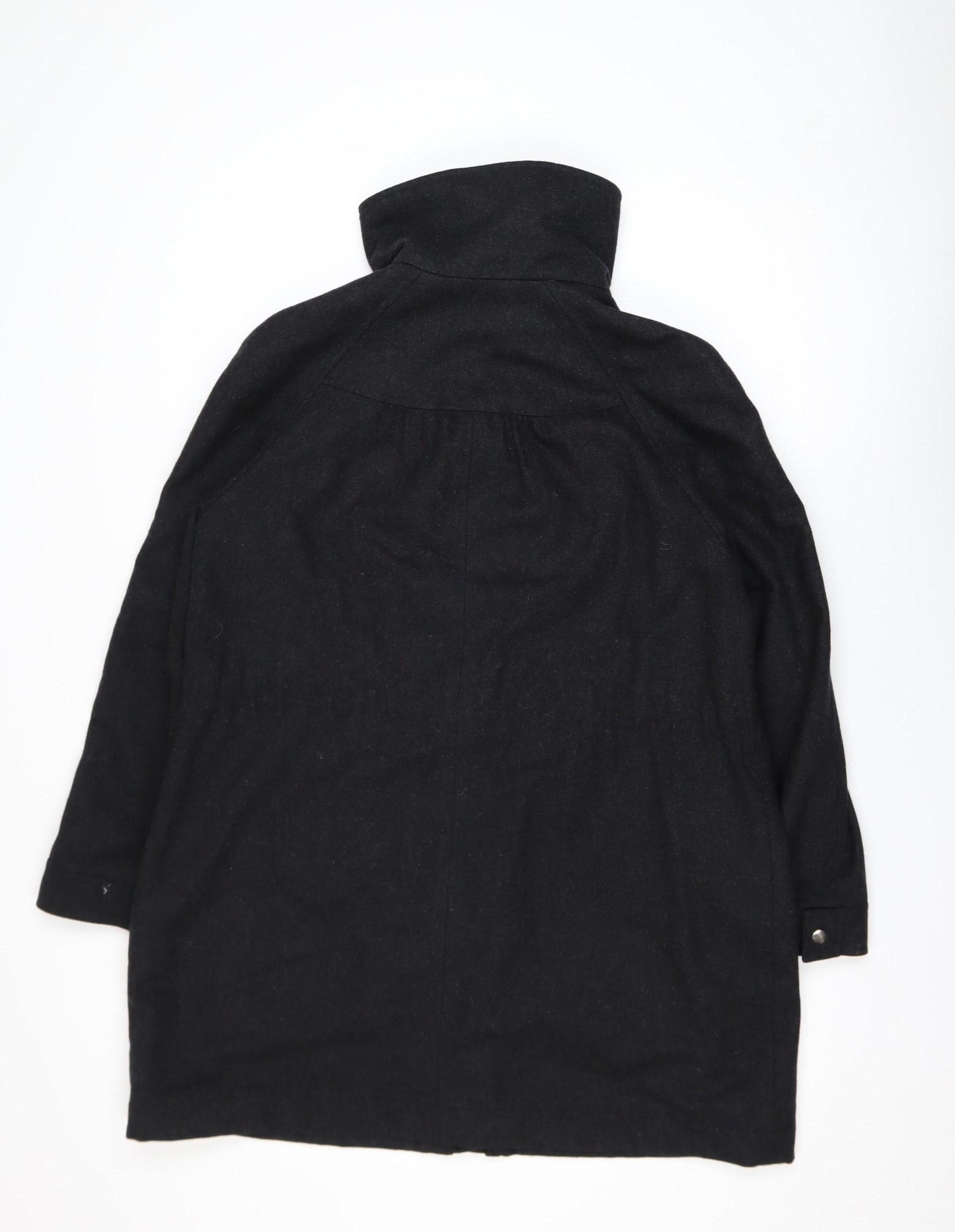 Laura Ashley Women's Black Wool Coat Size 14 Long Pocketed Style