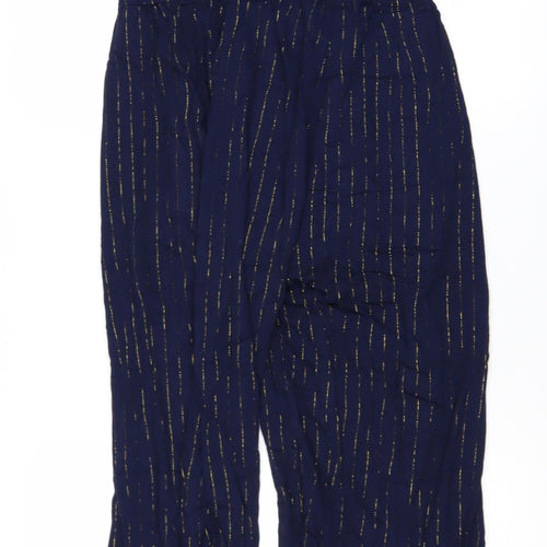 Wallis Women Navy Blue Gold Stripe Off Shoulder Jumpsuit Size M