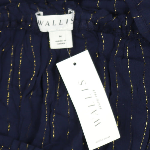 Wallis Women Navy Blue Gold Stripe Off Shoulder Jumpsuit Size M