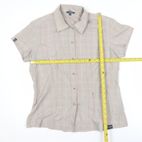 Berghaus Women's Beige Check Short Sleeve Button-Up Shirt Size 12