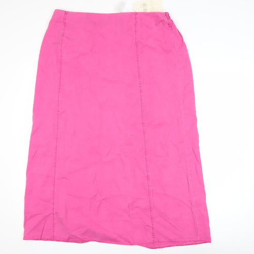 Ann Harvey Womens Pink Linen Blend Midi Pencil Skirt Size 16