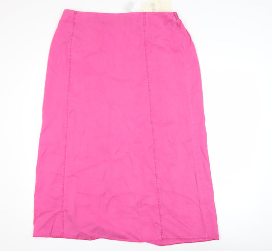 Ann Harvey Womens Pink Linen Blend Midi Pencil Skirt Size 16