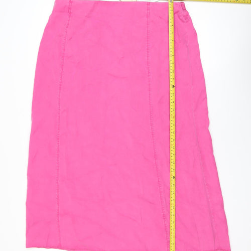 Ann Harvey Womens Pink Linen Blend Midi Pencil Skirt Size 16
