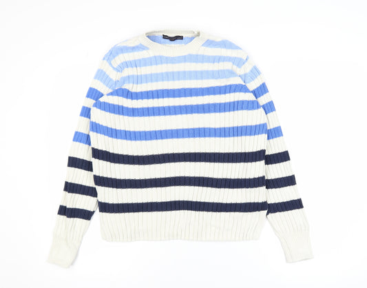 Marks and Spencer Womens Multicoloured Stripe Cotton Jumper Size 10