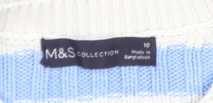 Marks and Spencer Womens Multicoloured Stripe Cotton Jumper Size 10
