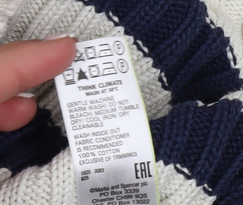 Marks and Spencer Womens Multicoloured Stripe Cotton Jumper Size 10