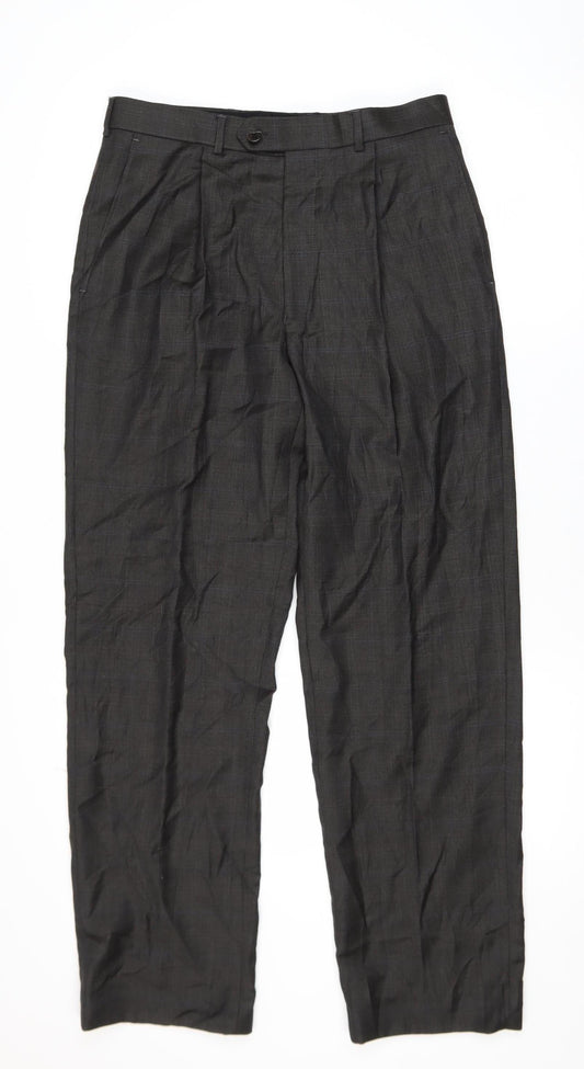 Marks and Spencer Men's Brown Wool Dress Pants 32W 31L Pleated