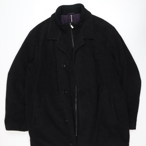 Guise Men's Black XL Wool Blend Mid-Length Overcoat