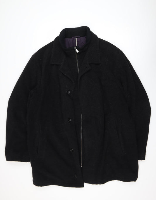 Guise Men's Black XL Wool Blend Mid-Length Overcoat