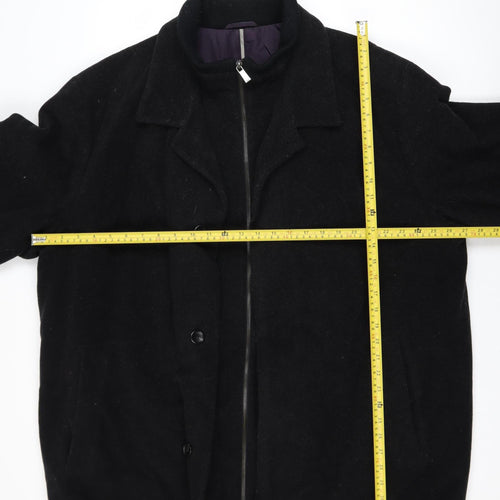 Guise Men's Black XL Wool Blend Mid-Length Overcoat