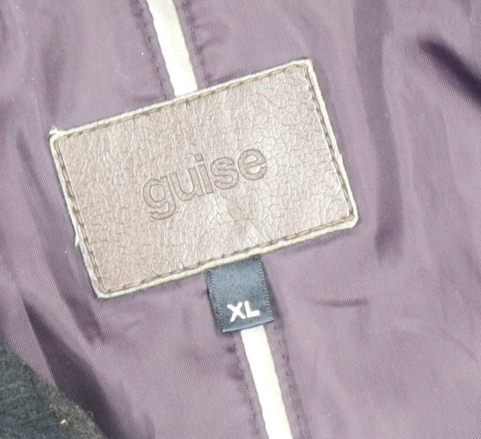 Guise Men's Black XL Wool Blend Mid-Length Overcoat