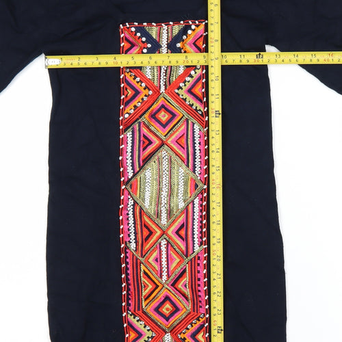Warehouse Women Black UK 6 Bodycon Embroidered Long Sleeve Dress