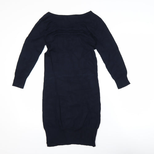Warehouse Women Black UK 6 Bodycon Embroidered Long Sleeve Dress