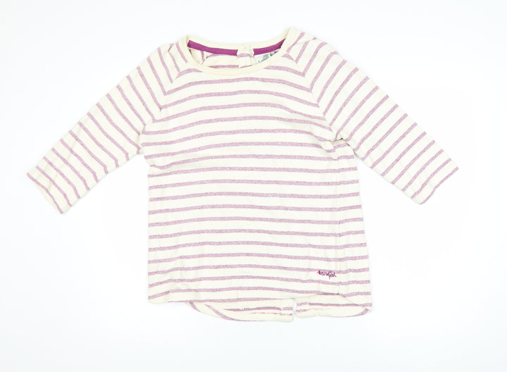 Weird Fish Women’s Multicoloured Striped 3/4 Sleeve Cotton T-Shirt Size 10