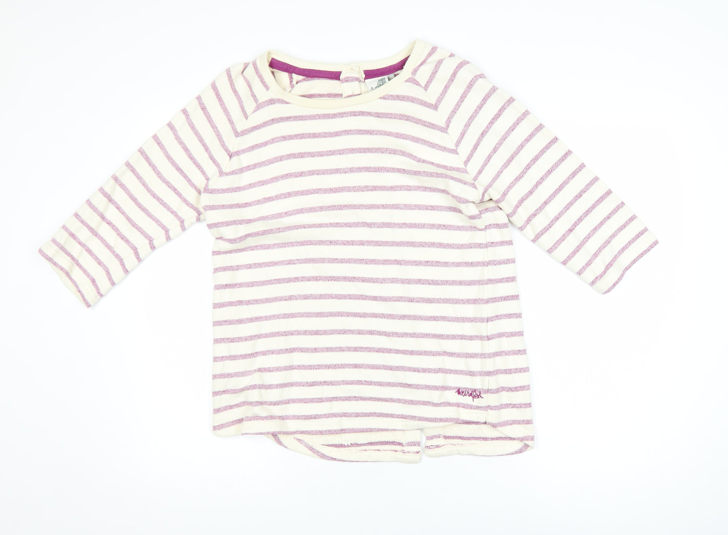 Weird Fish Women’s Multicoloured Striped 3/4 Sleeve Cotton T-Shirt Size 10