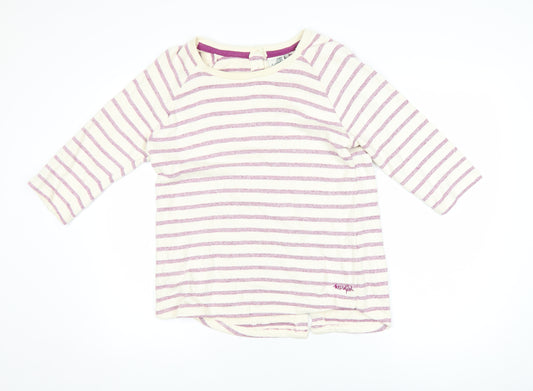 Weird Fish Women’s Multicoloured Striped 3/4 Sleeve Cotton T-Shirt Size 10