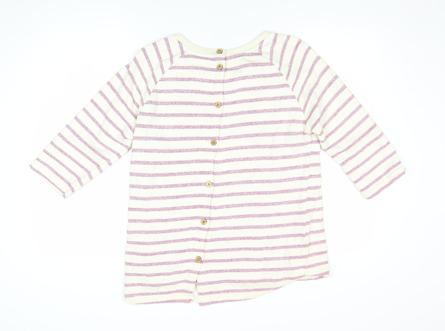 Weird Fish Women’s Multicoloured Striped 3/4 Sleeve Cotton T-Shirt Size 10