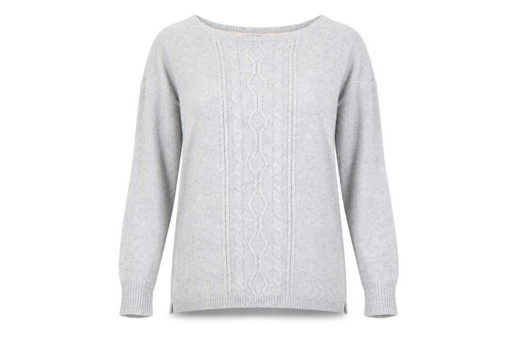 Crew Clothing Co. Women’s Grey Cable-Knit Jumper Size 10
