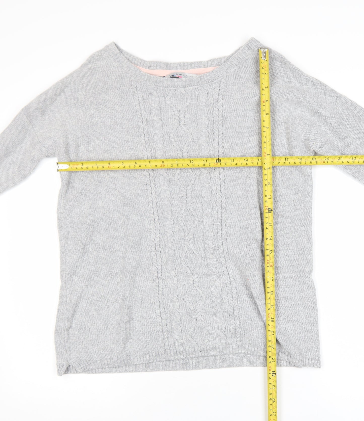 Crew Clothing Co. Women’s Grey Cable-Knit Jumper Size 10