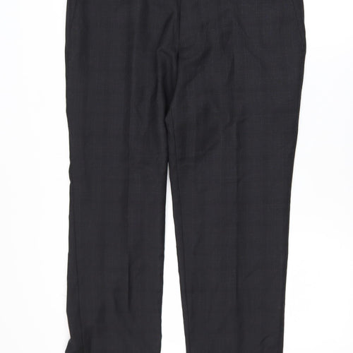 Kin by John Lewis Men's Black Wool Dress Trousers 34S Slim Fit