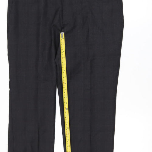 Kin by John Lewis Men's Black Wool Dress Trousers 34S Slim Fit