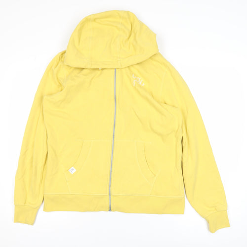 Lazy Jacks Women Yellow Full Zip Hooded Basic Jacket UK 12