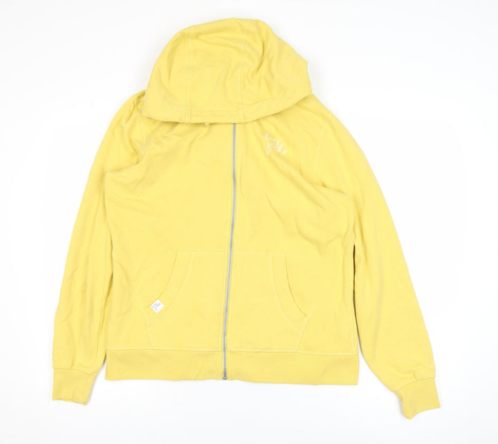 Lazy Jacks Women Yellow Full Zip Hooded Basic Jacket UK 12