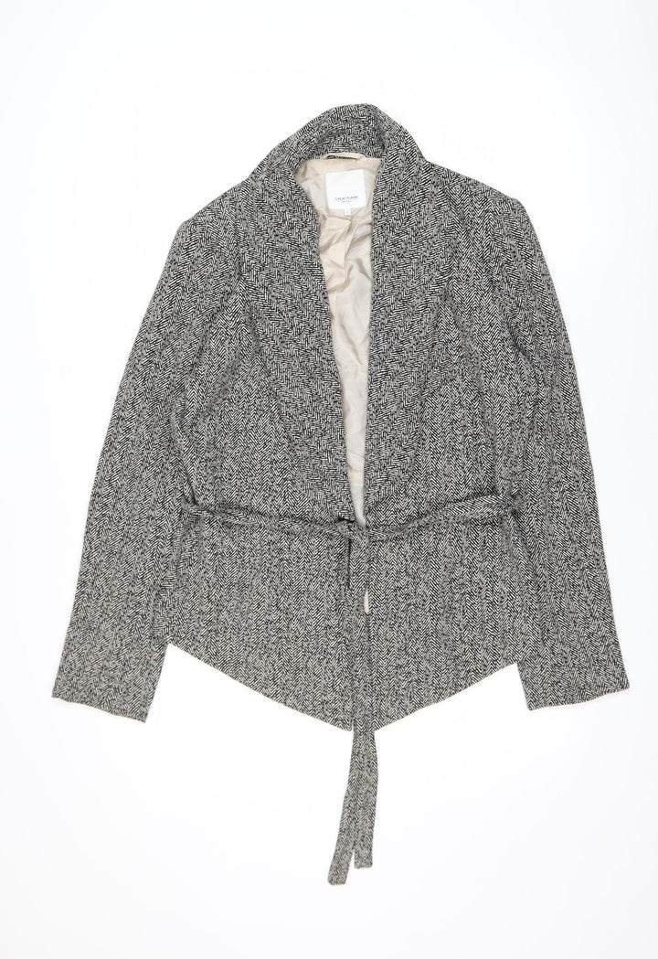 Great Plains Women’s Grey Herringbone Belted Blazer L