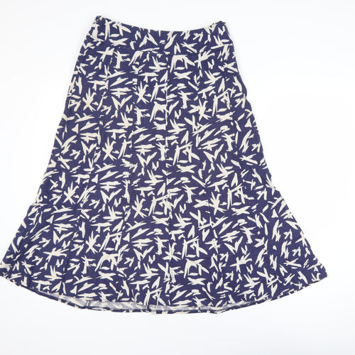 EWM Women Blue A-Line Midi Skirt Size 10 Cotton Blend