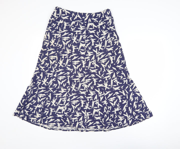 EWM Women Blue A-Line Midi Skirt Size 10 Cotton Blend