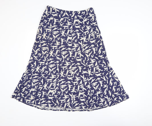 EWM Women Blue A-Line Midi Skirt Size 10 Cotton Blend