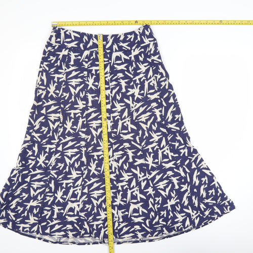 EWM Women Blue A-Line Midi Skirt Size 10 Cotton Blend