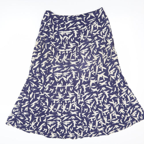 EWM Women Blue A-Line Midi Skirt Size 10 Cotton Blend
