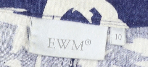 EWM Women Blue A-Line Midi Skirt Size 10 Cotton Blend