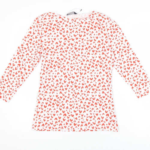Marks and Spencer Women's White Heart Print 3/4 Sleeve Jersey T-Shirt Size 10