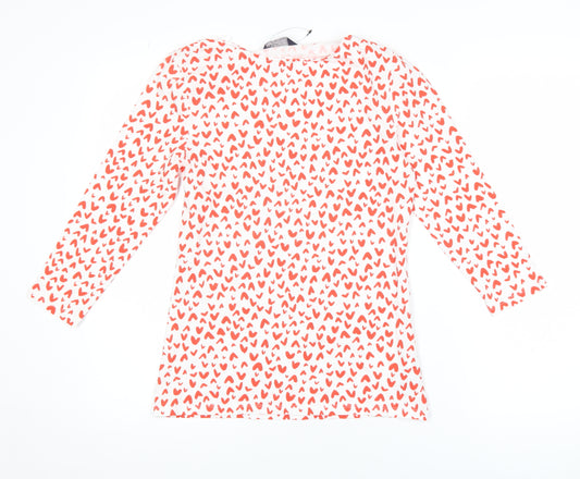 Marks and Spencer Women's White Heart Print 3/4 Sleeve Jersey T-Shirt Size 10
