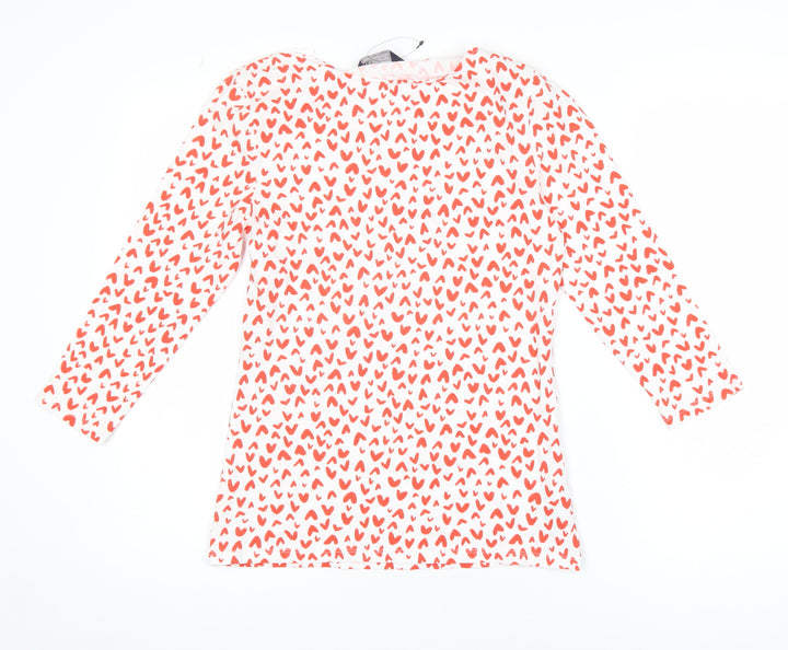Marks and Spencer Women's White Heart Print 3/4 Sleeve Jersey T-Shirt Size 10