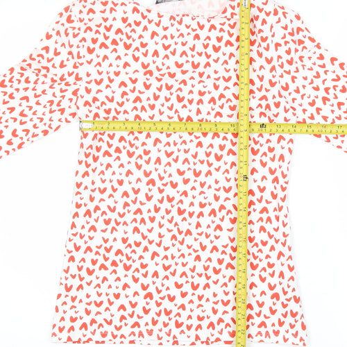 Marks and Spencer Women's White Heart Print 3/4 Sleeve Jersey T-Shirt Size 10