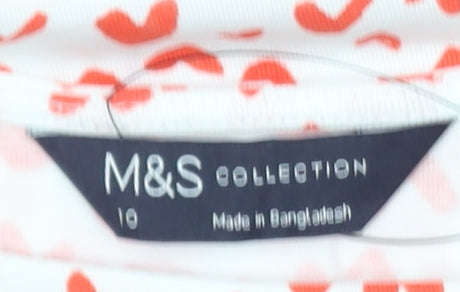 Marks and Spencer Women's White Heart Print 3/4 Sleeve Jersey T-Shirt Size 10