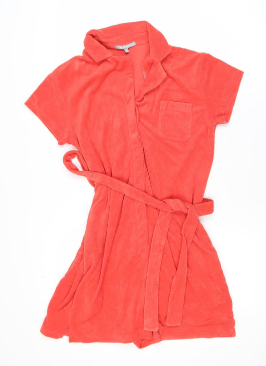 Oliver Bonas Women’s Coral Short Sleeve Playsuit UK 8 Cotton Blend Belted