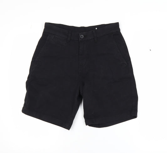 Zara Men's Black Chino Shorts Size 29 Slim Fit Cotton Blend