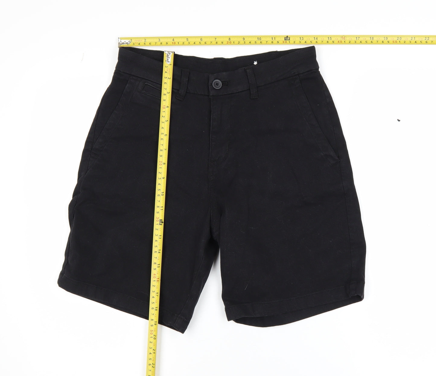 Zara Men's Black Chino Shorts Size 29 Slim Fit Cotton Blend