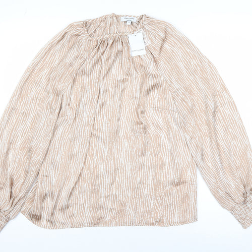 JD Williams Women's Beige Striped Long Sleeve Tunic Blouse Size 10
