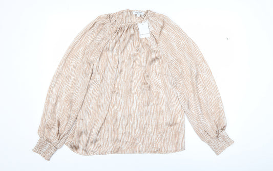 JD Williams Women's Beige Striped Long Sleeve Tunic Blouse Size 10