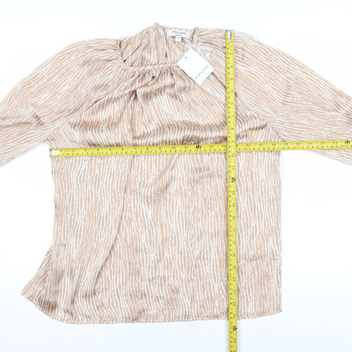 JD Williams Women's Beige Striped Long Sleeve Tunic Blouse Size 10