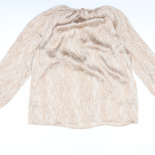JD Williams Women's Beige Striped Long Sleeve Tunic Blouse Size 10