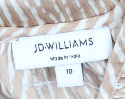 JD Williams Women's Beige Striped Long Sleeve Tunic Blouse Size 10