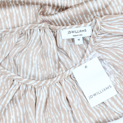 JD Williams Women's Beige Striped Long Sleeve Tunic Blouse Size 10